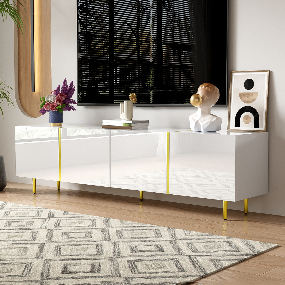 Mueble de tv con 4 puertas blanco 46x170x35cm