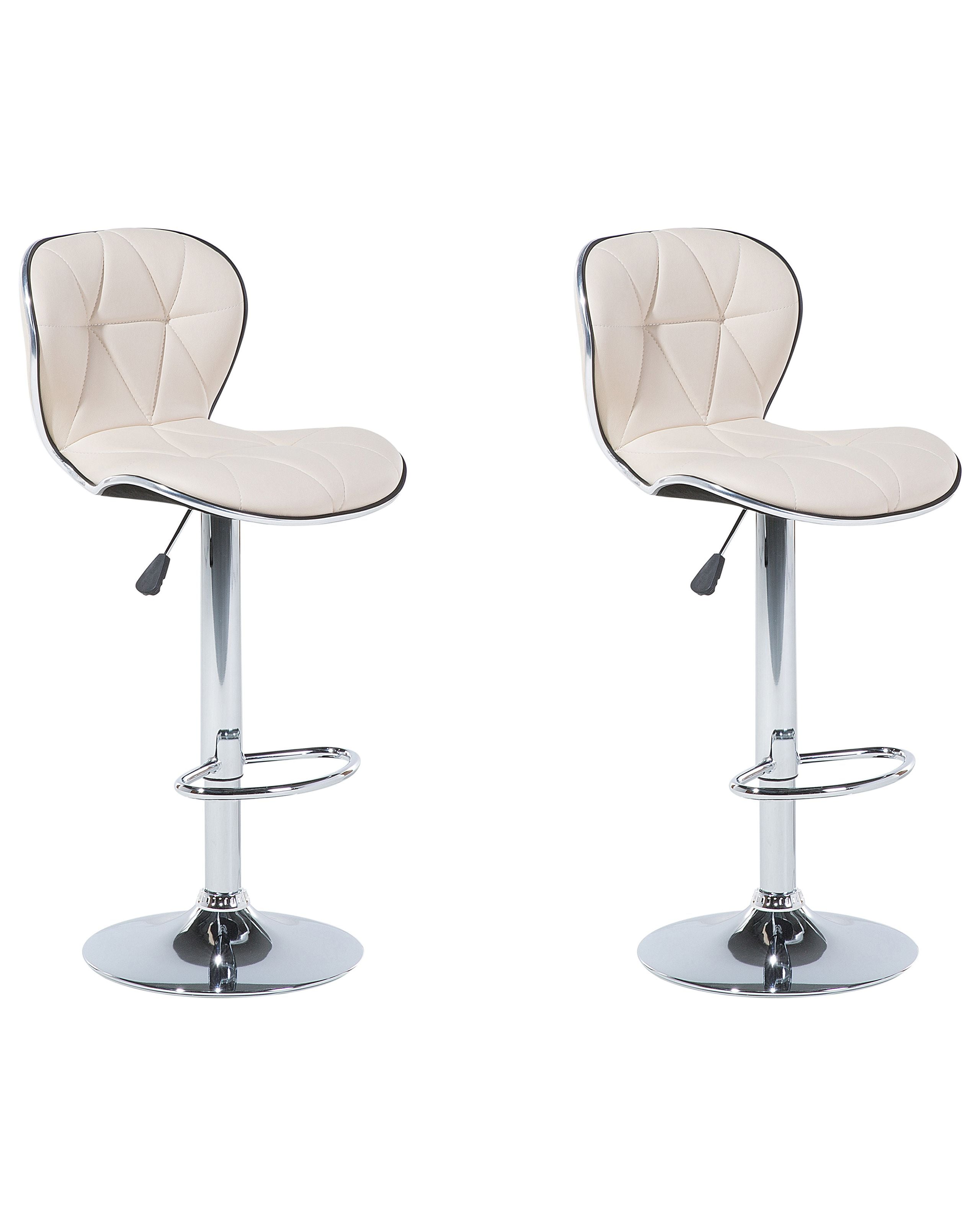 Conjunto de 2 sillas de bar valetta giratoria piel sintética beige claro