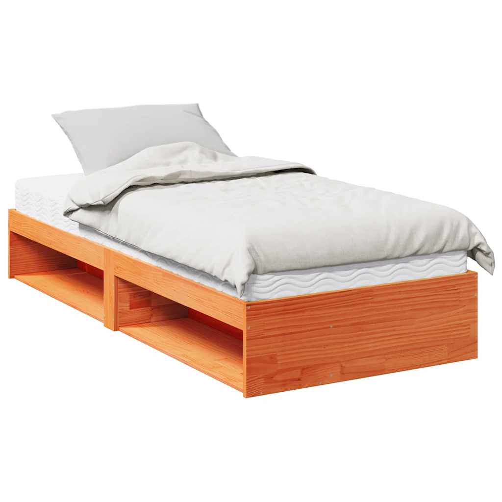 vidaXL diván con colchón marrón cera 100x200 cm madera maciza de pino