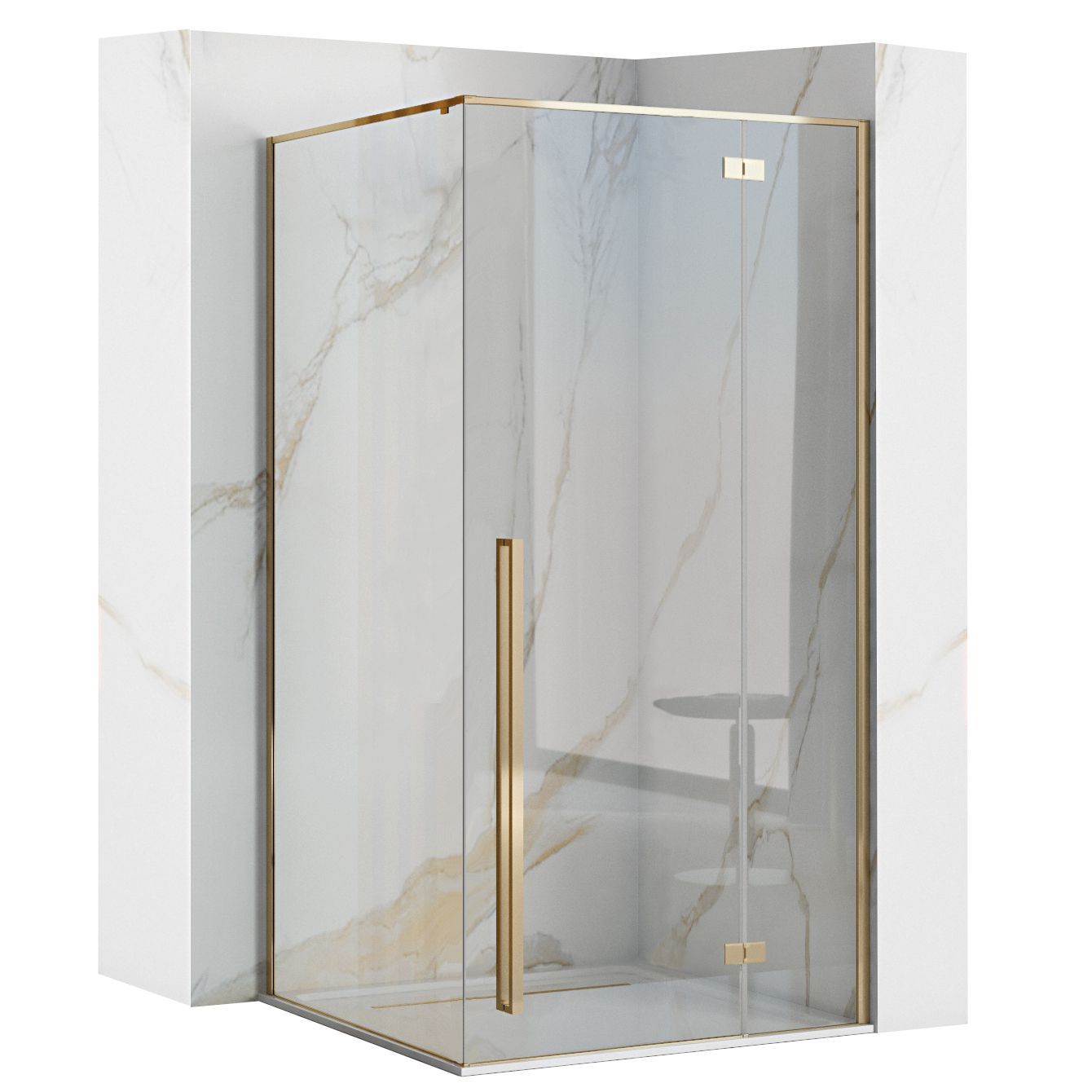 Rea cabina de ducha fargo 100x80 gold sin plato de ducha, 80x99,5x195 cm