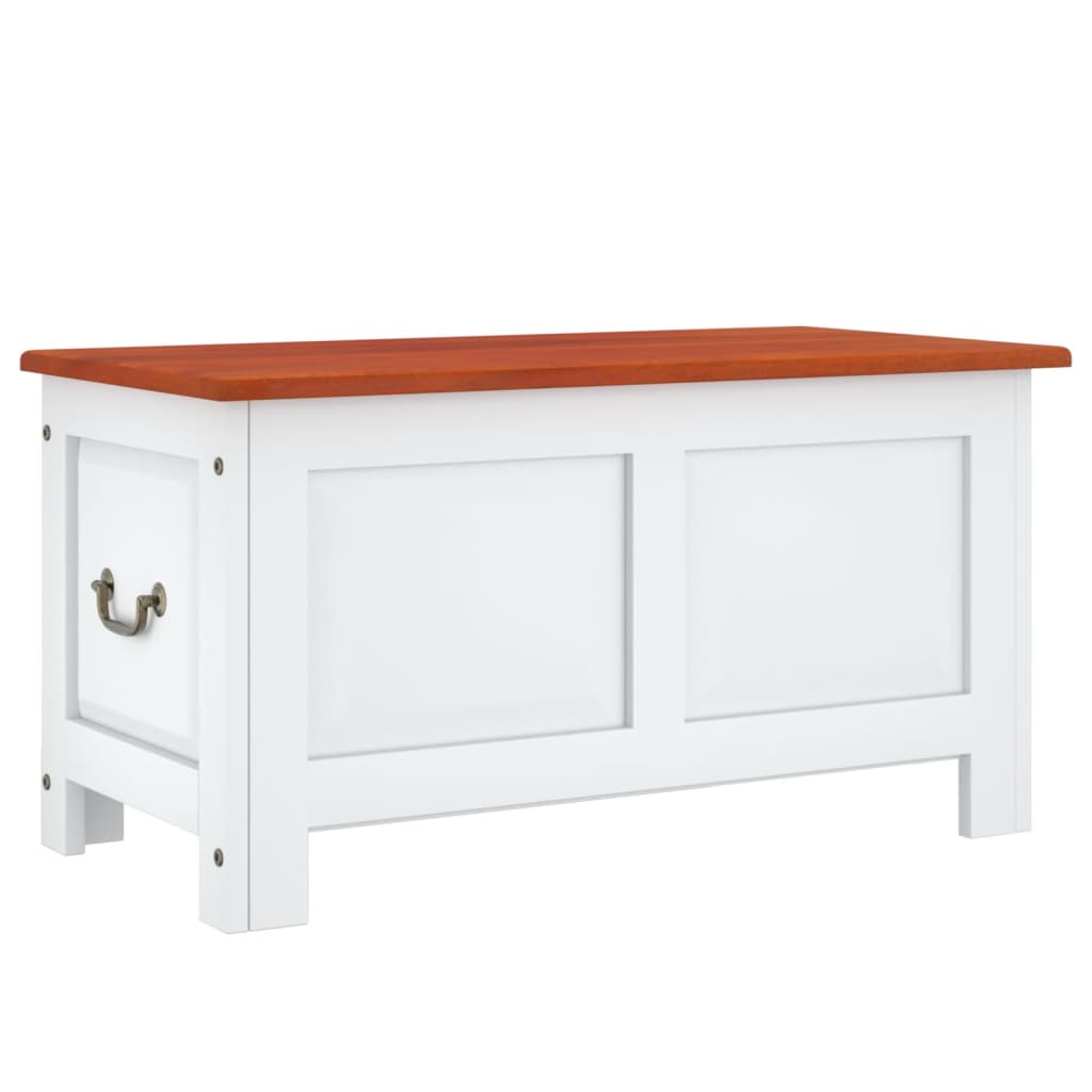 vidaXL baúl de almacenaje con tapa madera de acacia marrón y blanco