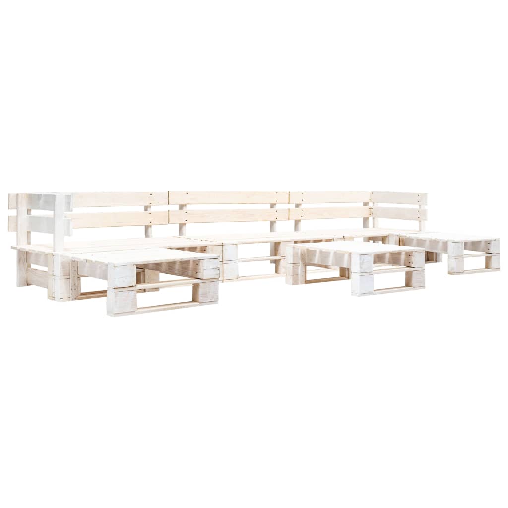 vidaXL set de muebles de jardín de palets 6 piezas madera blanco