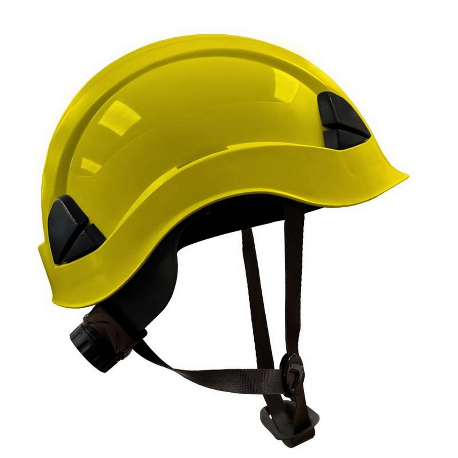 Casco amarillo con barboquejo