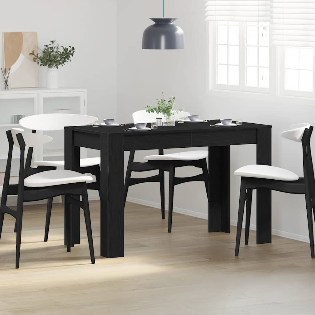 Mesa de comedor de madera ingeniería roble negro 120x60x76 cm oif710489