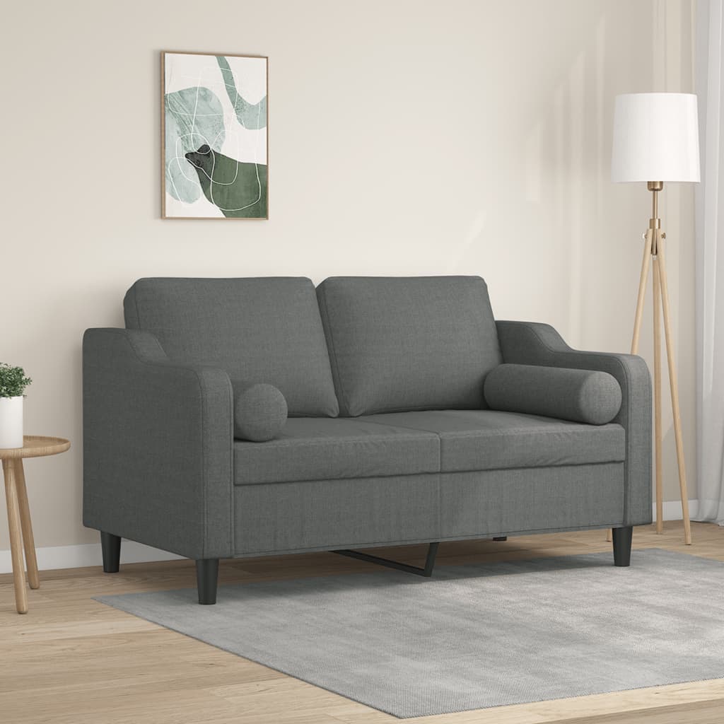 Sofá de 2 plazas con cojines tela gris oscuro 120 cm es5627
