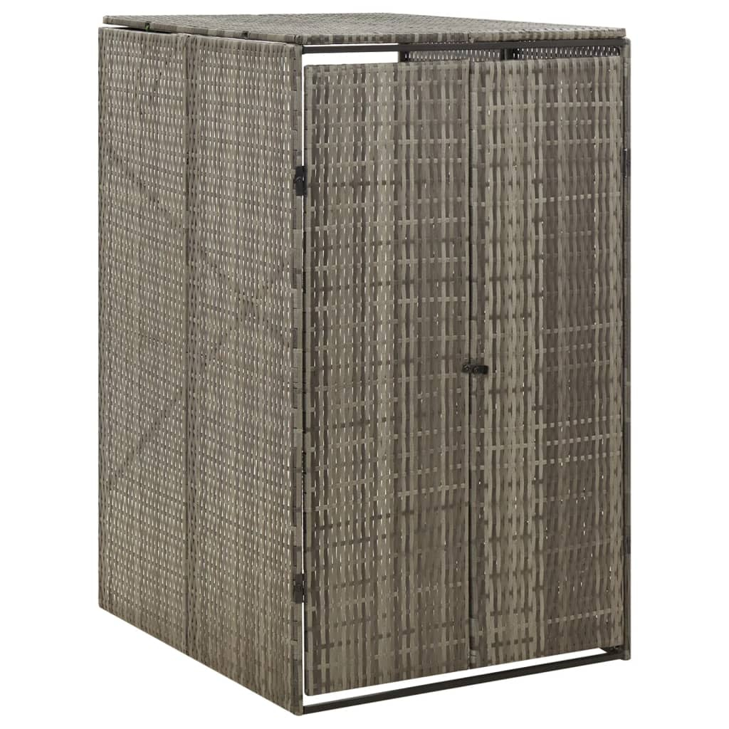 vidaXL cobertizo para contenedor de basura ratán pe gris 70x80x117 cm