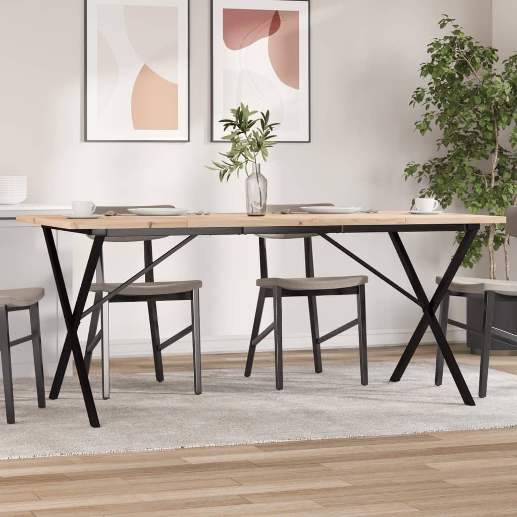 Mesa de comedor marco x madera maciza pino acero 180x90x75,5 cm oif132395