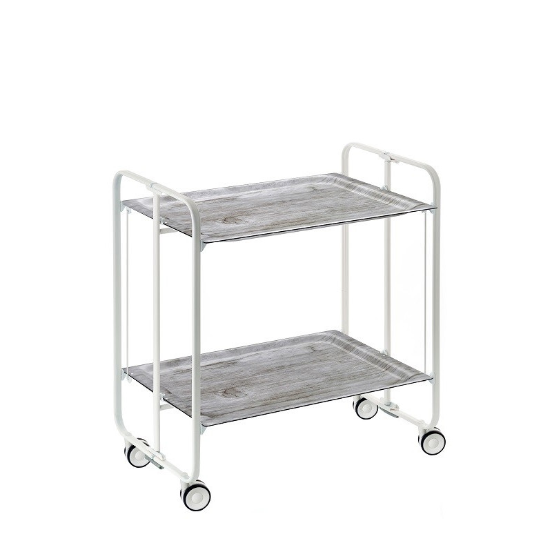 Carrito auxiliar con ruedas bauhaus armazón metálico blanco, 2 bandejas