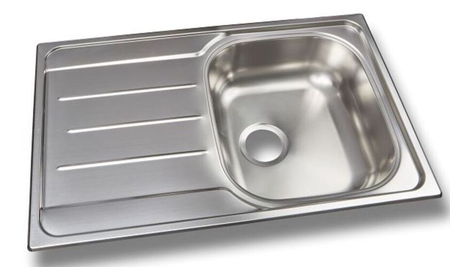 Fregadero de cocina 1 cubeta más 1 escurridor, acero inoxidable satinado.