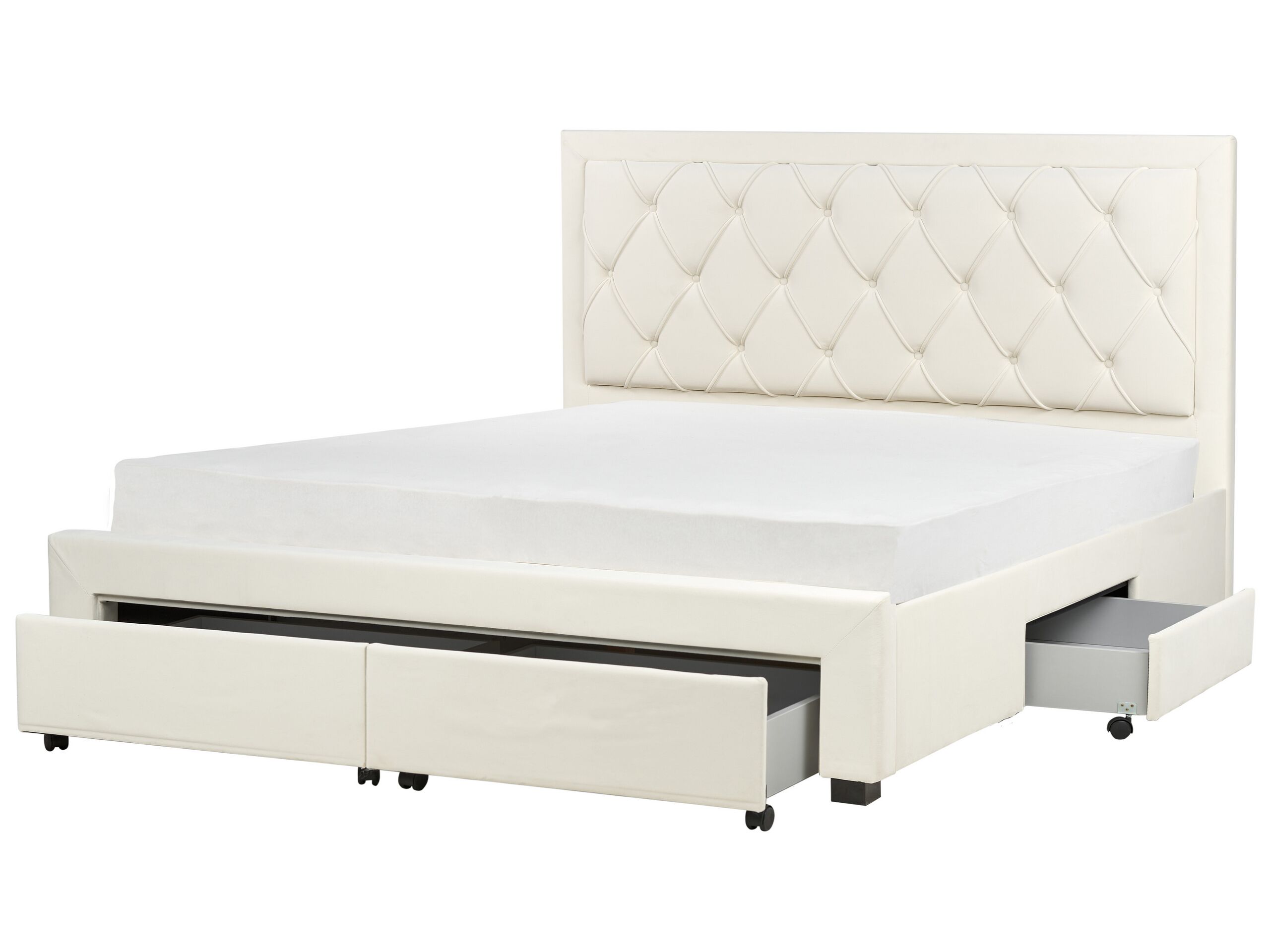 Cama con cajones lievin terciopelo beige claro 180 x 200 cm