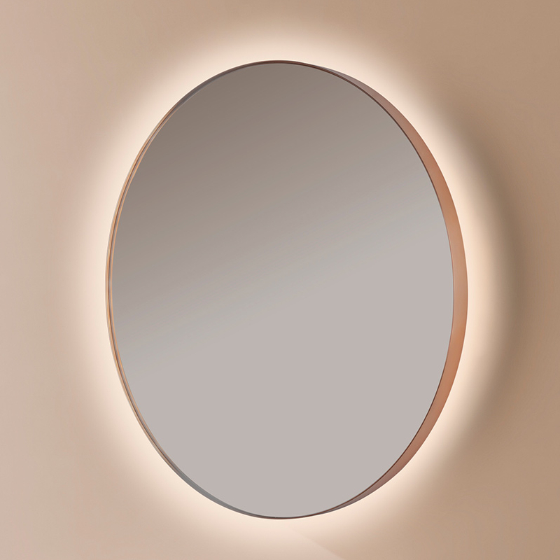 Espejo de baño LED retroiluminado redondo b-960 marco oro rosa – ø 80 cm