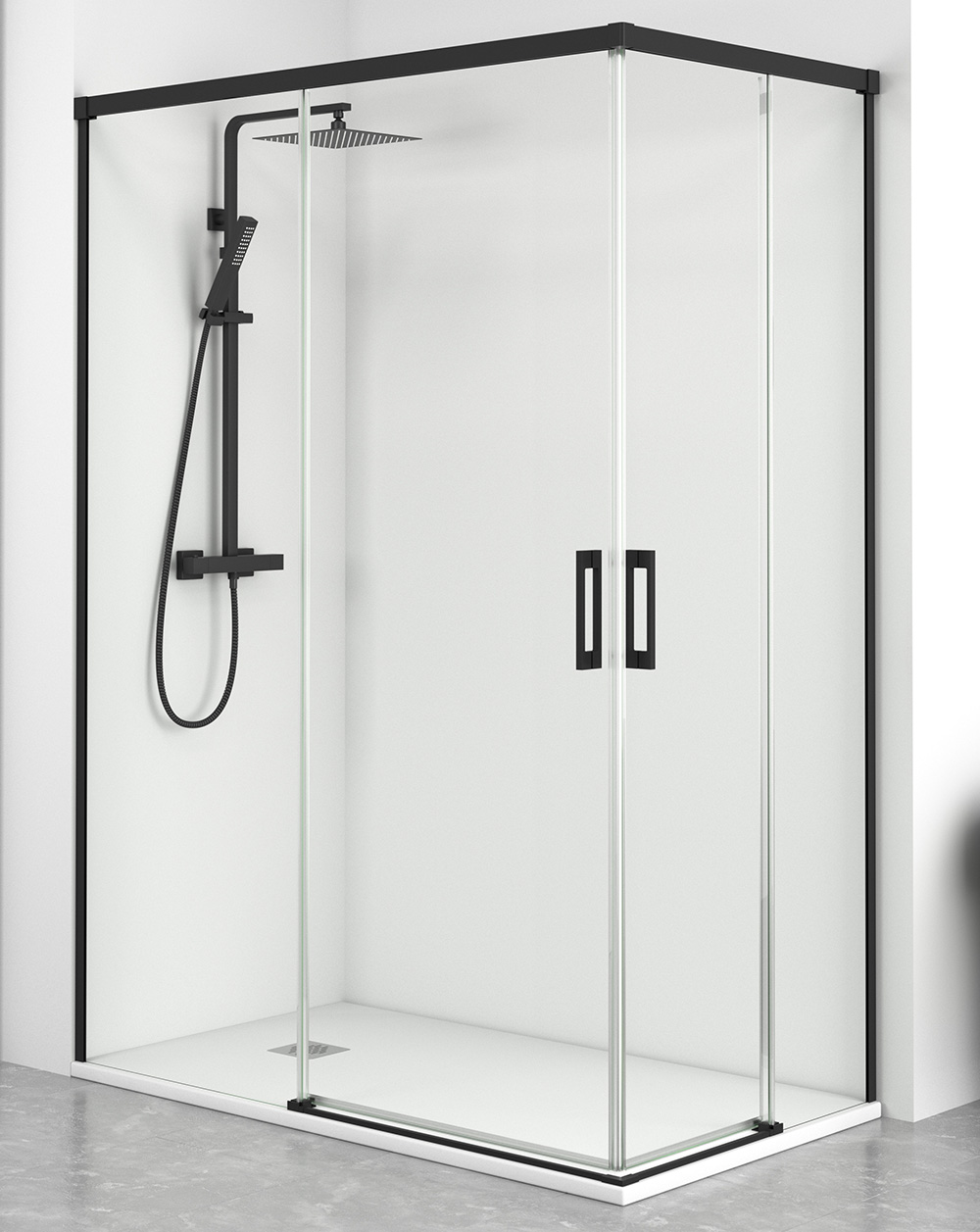 Mampara ducha rectangular frente 95 lateral 95cm transparente negro