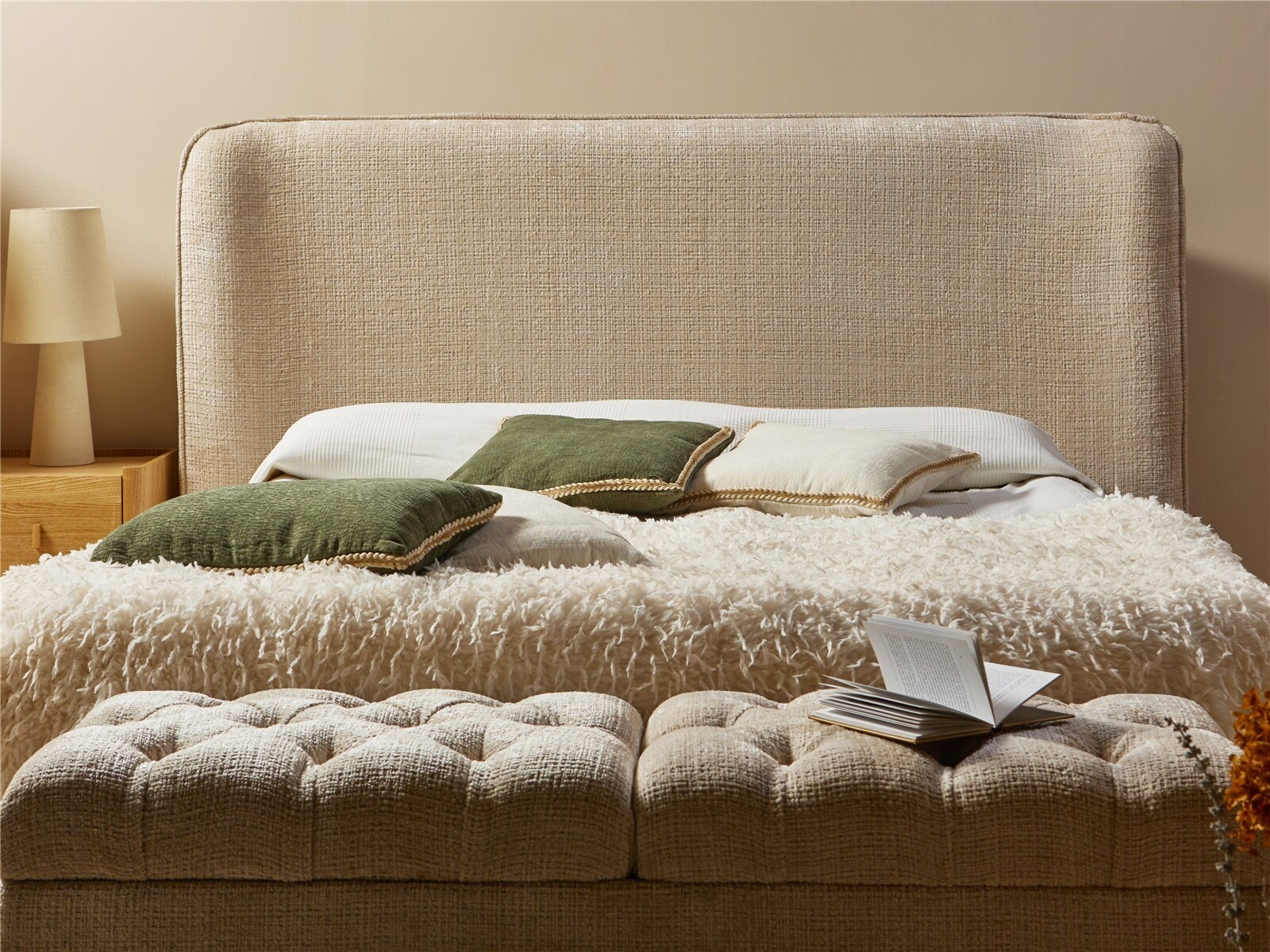 Cabezal borde redondeado t.dux beige 199x98 cms. 199x20x98 cms
