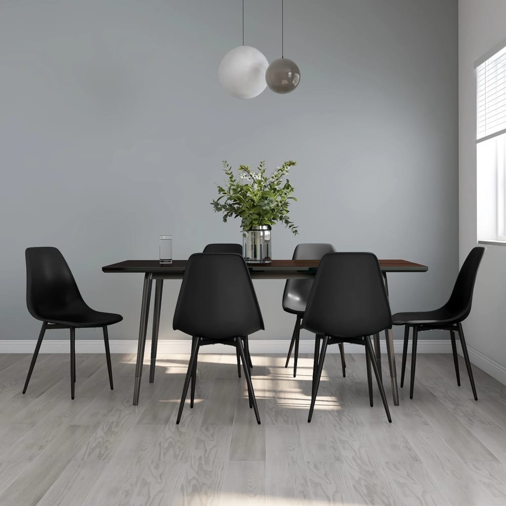 Sillas de comedor 6 unidades negras pp