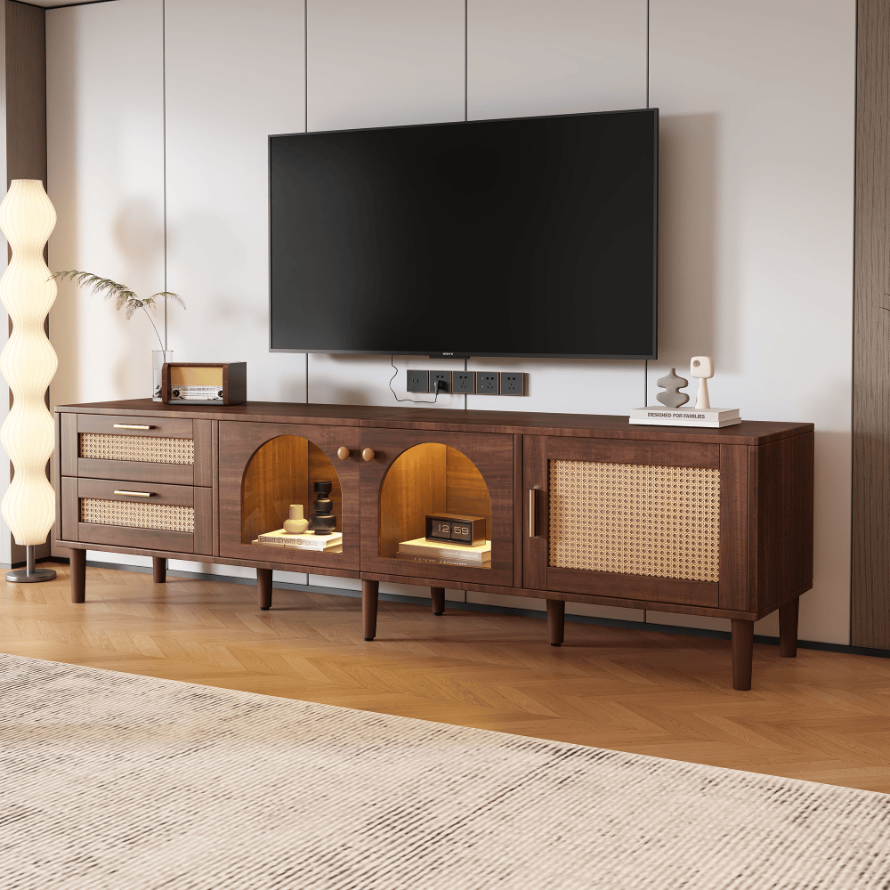 Mueble de tv para salón 3 puertas y 2 cajones marrón 50x180x40cm
