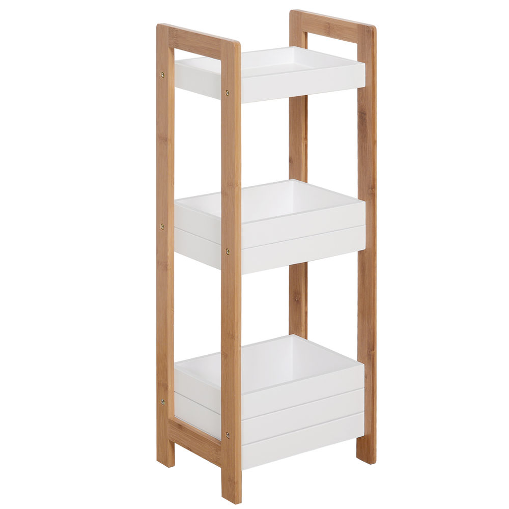 Estantería de baño 27,5x20,8x74 cm mdf, bambú bicolor Homcom, hogar - baño
