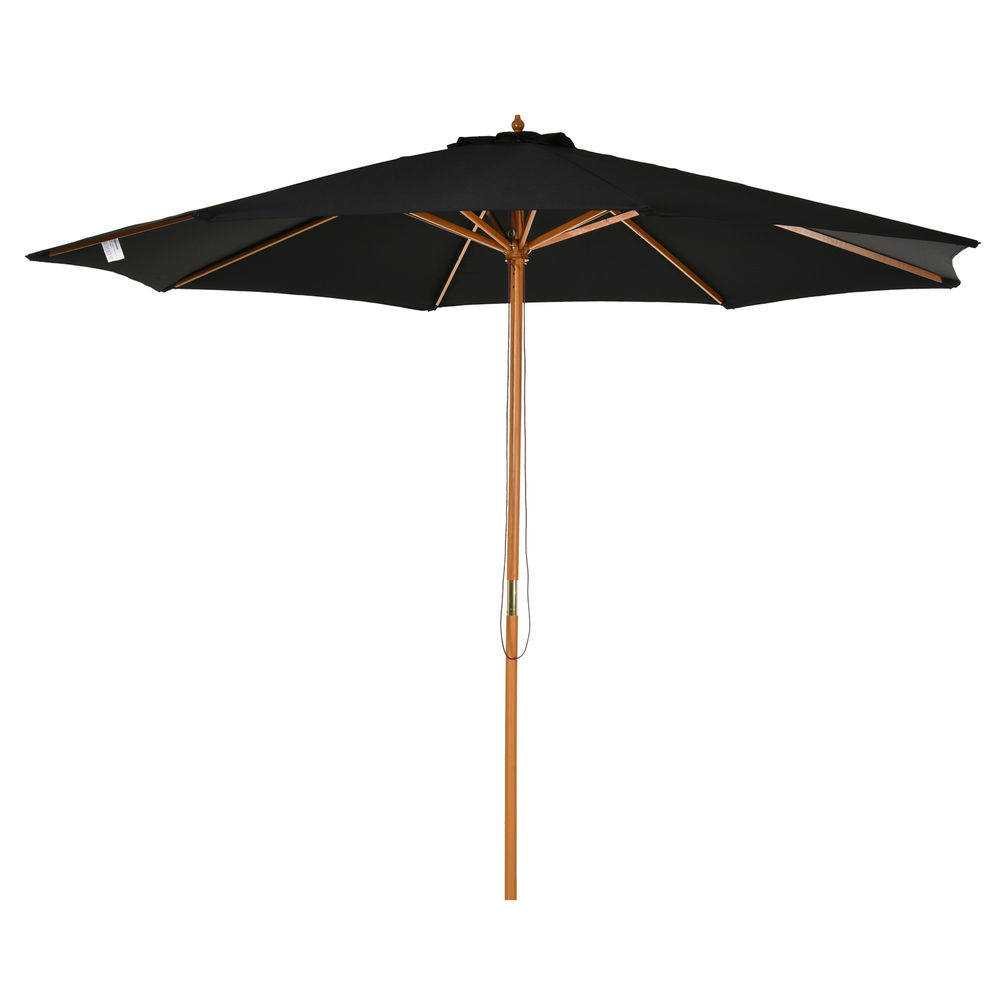 Sombrilla de jardín 300x300x250 cm madera de álamo, bambú, poliéster