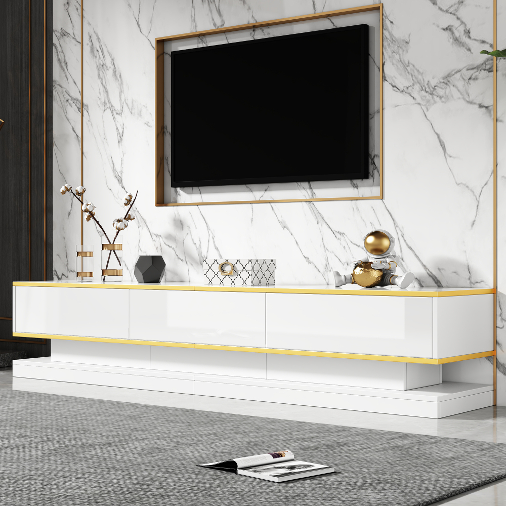 Mueble de tv con 3 cajones blanco cálido 40x200x40cm