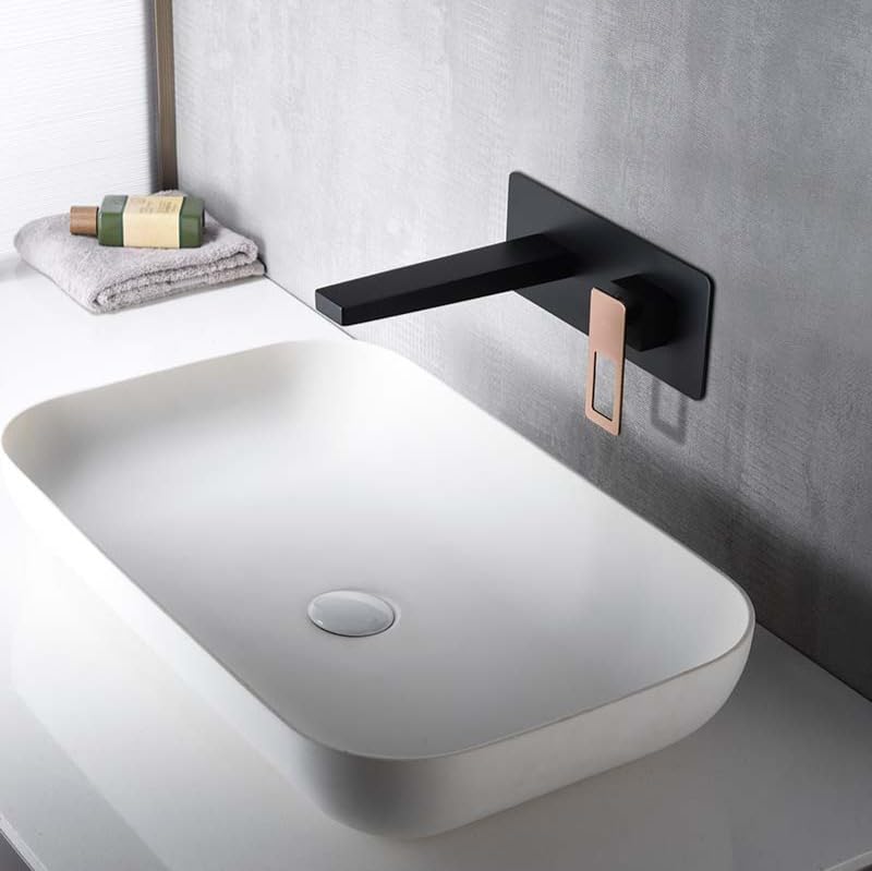 Imex - grifo monomando lavabo empotrado negro rosa serie suecia