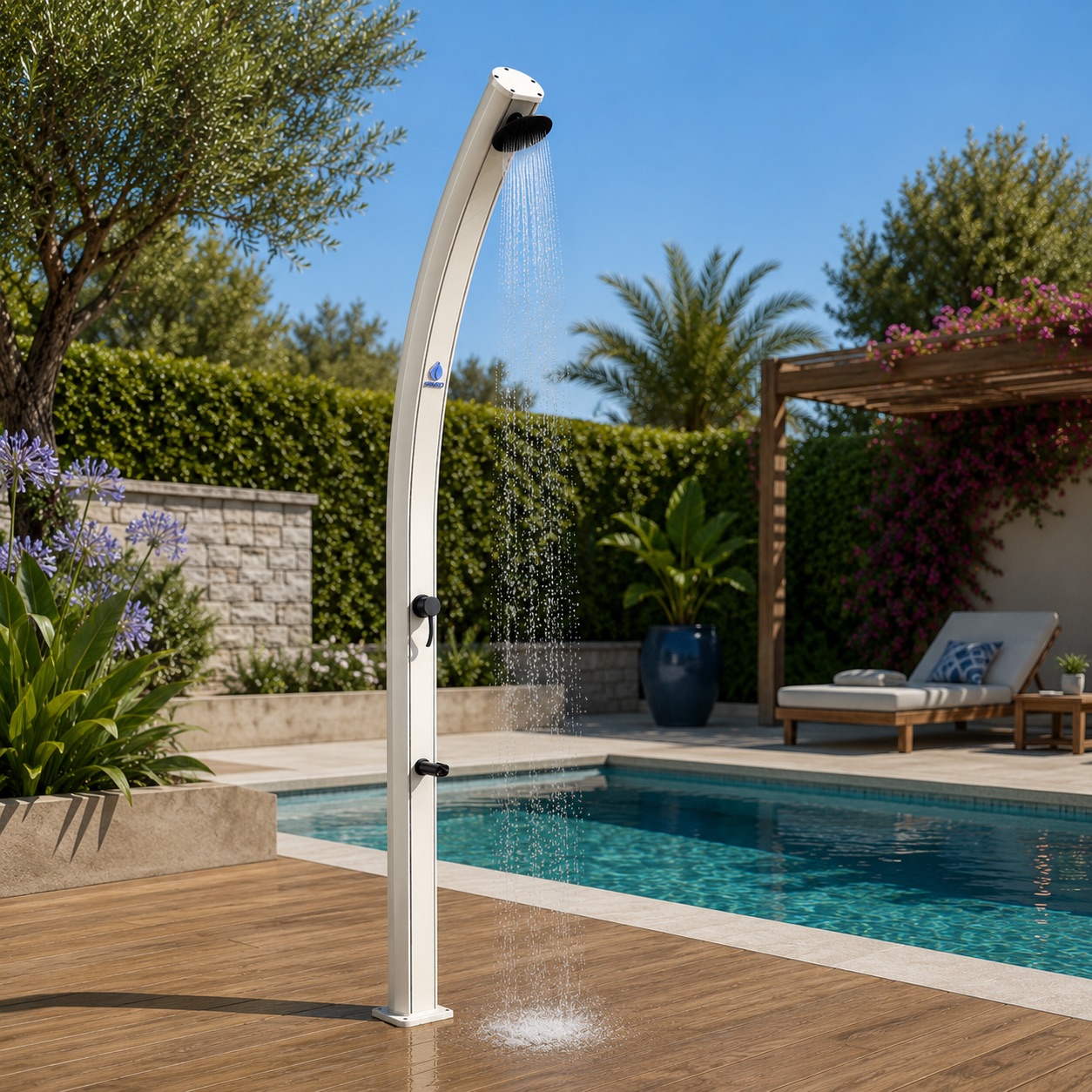 Ducha solar de aluminio azul para exteriores sined doccia emi blue