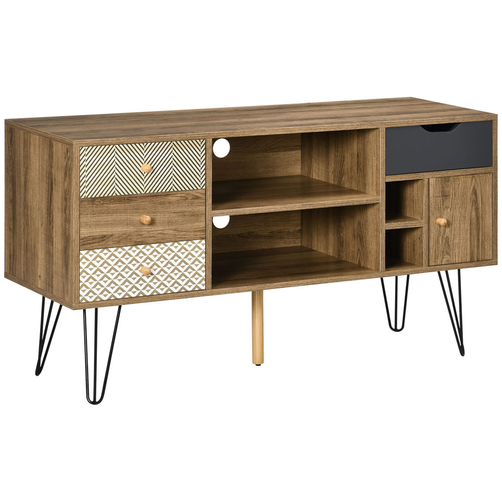 Mueble de tv 120x39x64 cm color marrón Homcom, hogar - muebles de salón