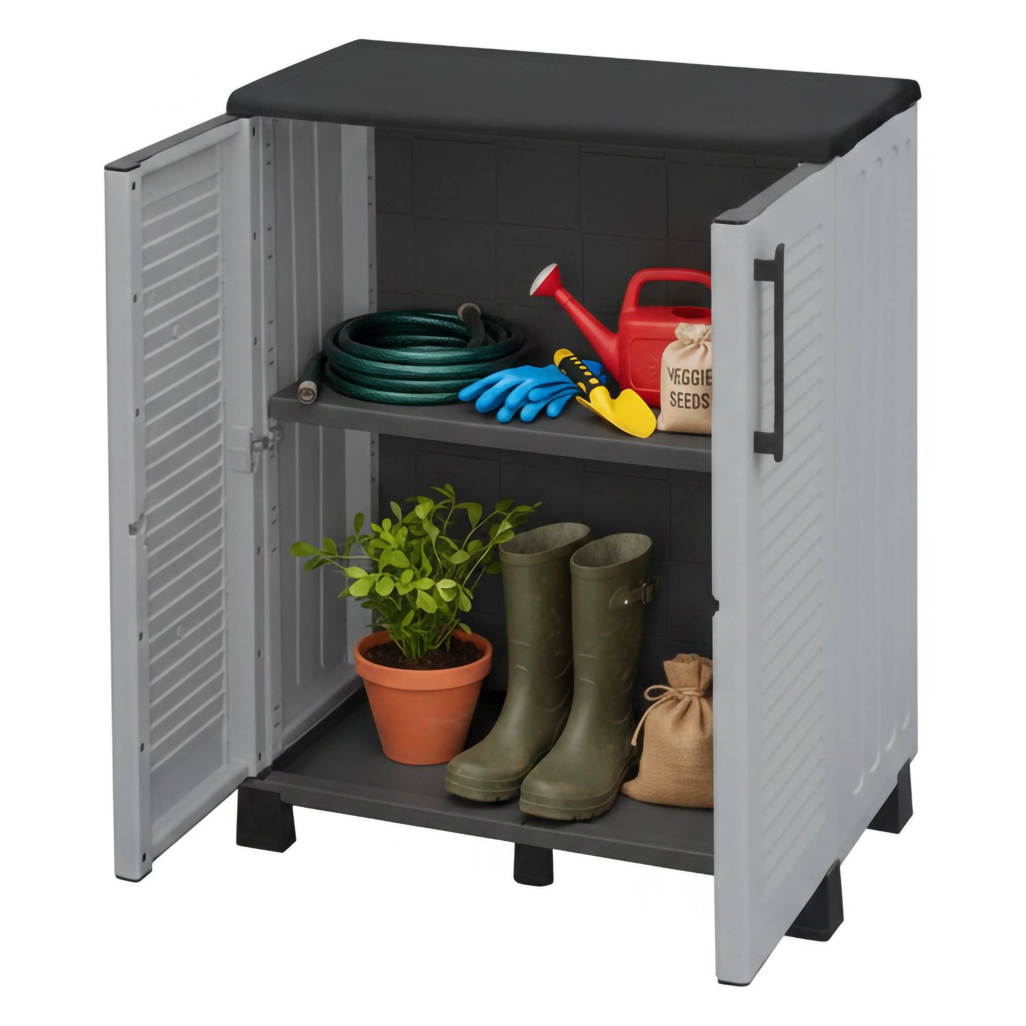 Armario exterior anthony, 2 puertas, plástico gris claro 68x37x90h cm