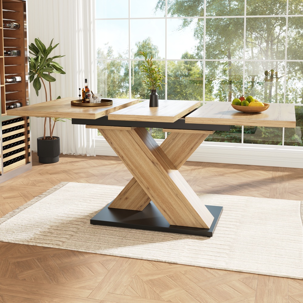 Mesa de comedor extensible para cocina/salón mdf+madera 75x119-158,5x80cm