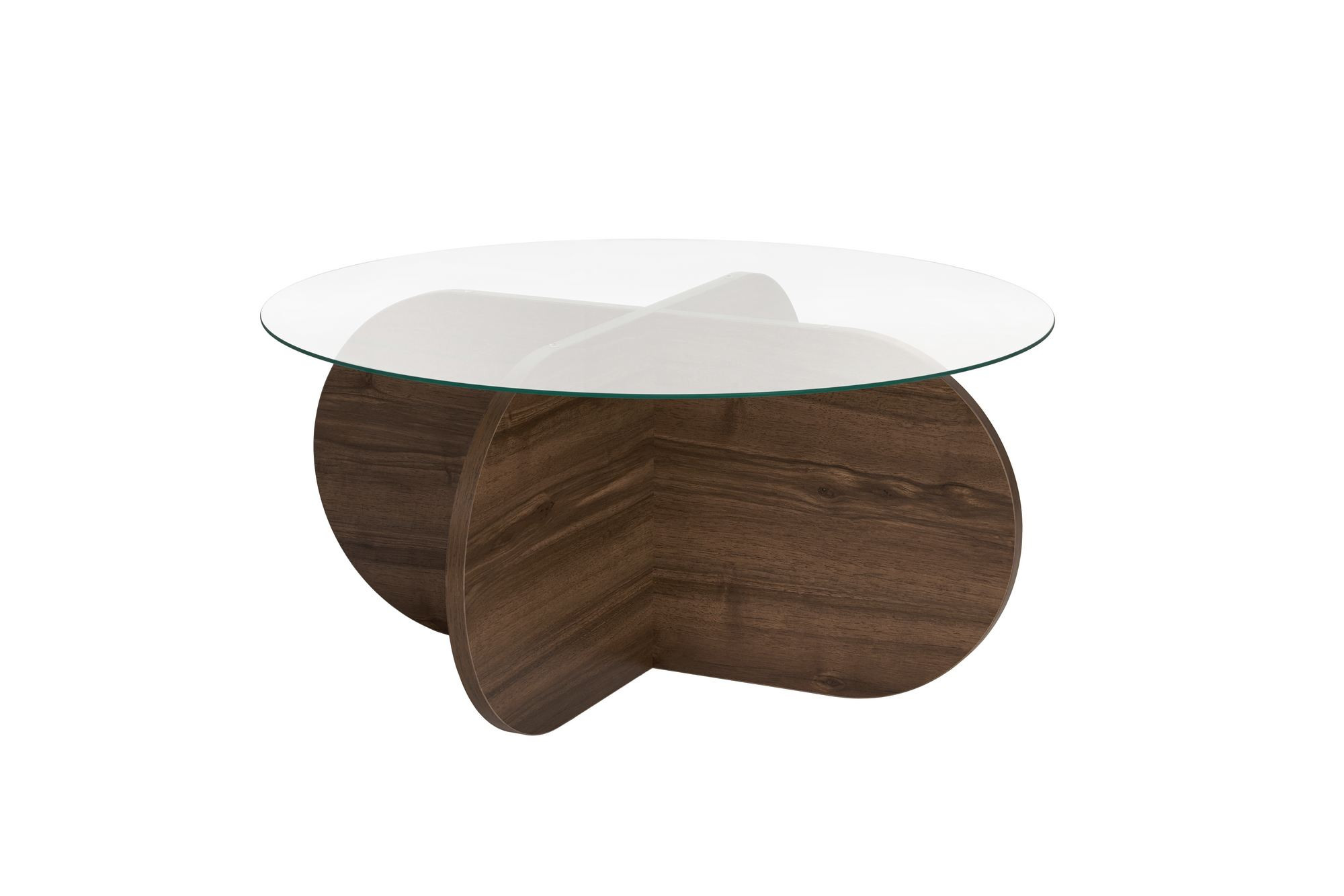 Mesa de centro de madera <<aeris>> - 75 x 75 x 35 cm - nogal transparente
