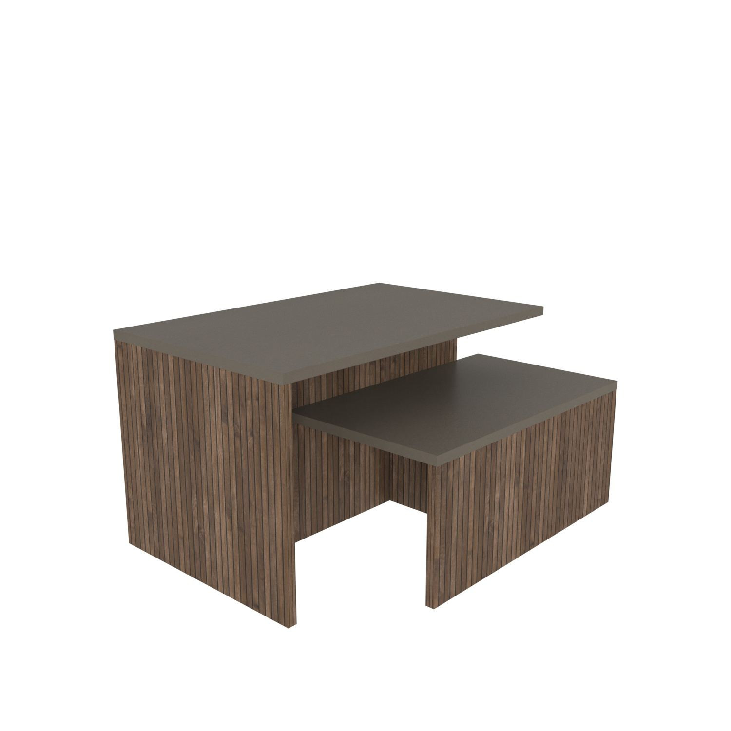 Mesa nido (2 piezas) de madera <<twins>> 72 x 45 x 42 cm - gris topo