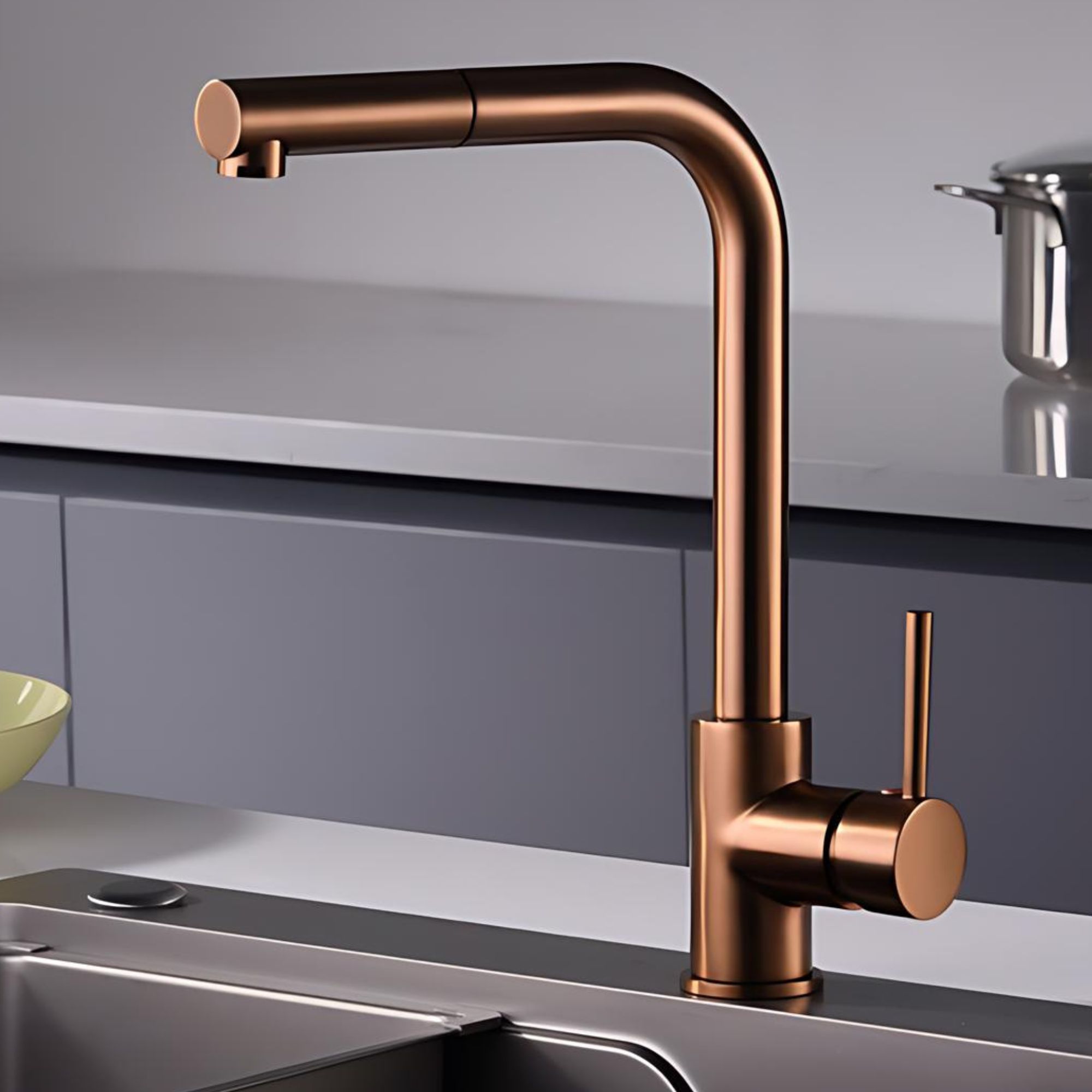 Imex - grifo monomando de cocina extraíble oro rosa serie malta
