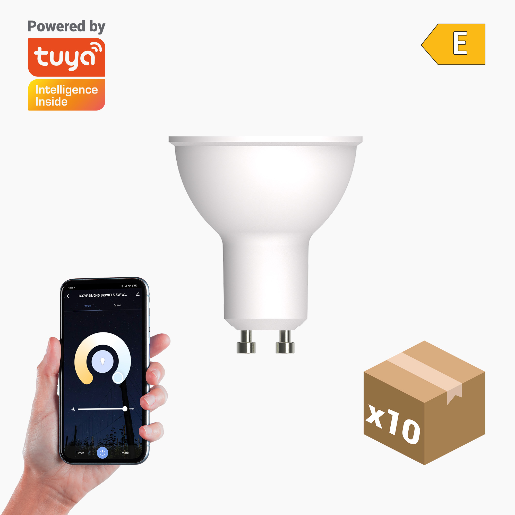 Pack 10X Bombilla Dicroica LED Inteligente Smart GU10 CCT+DIM 5W 400lm WIFI