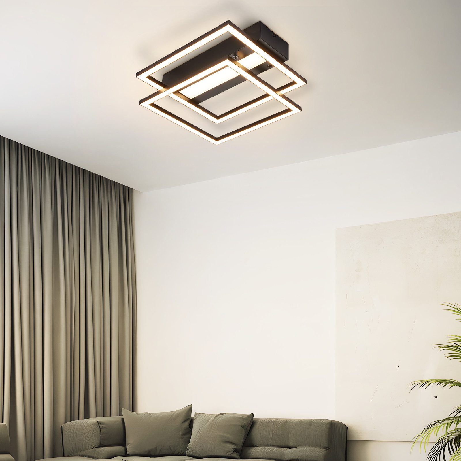 Nettlife plafon de techo LED negro 36x37