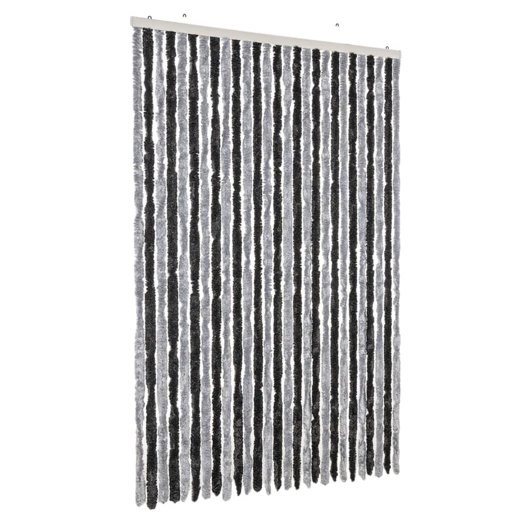vidaXL cortina antimoscas chenilla gris y negro 118x220 cm