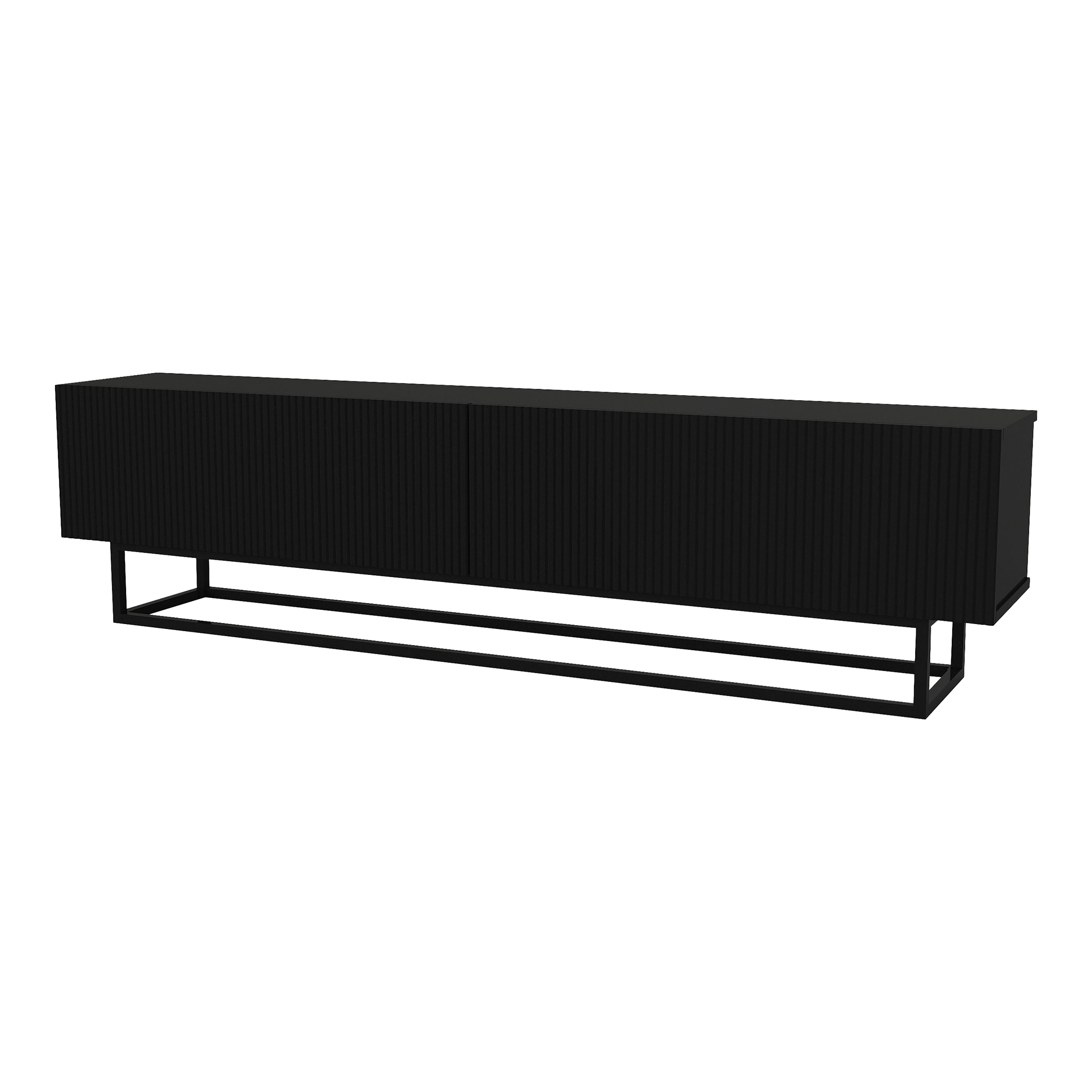 Mueble de tv verpsboga con 2 puertas base corta 180x32x47cm negro [en.casa]