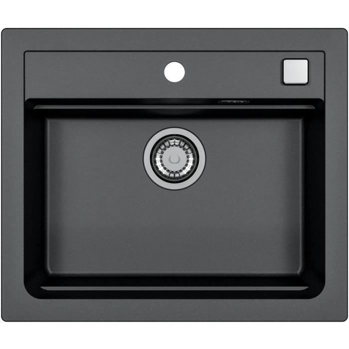 Fregadero empotrado - granito - negro - 1 cubo - 59 x 50 cm - atrox - strad