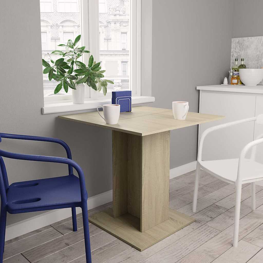 Mesa de comedor de madera contrachapada color roble 80x80x75 cm oif829839