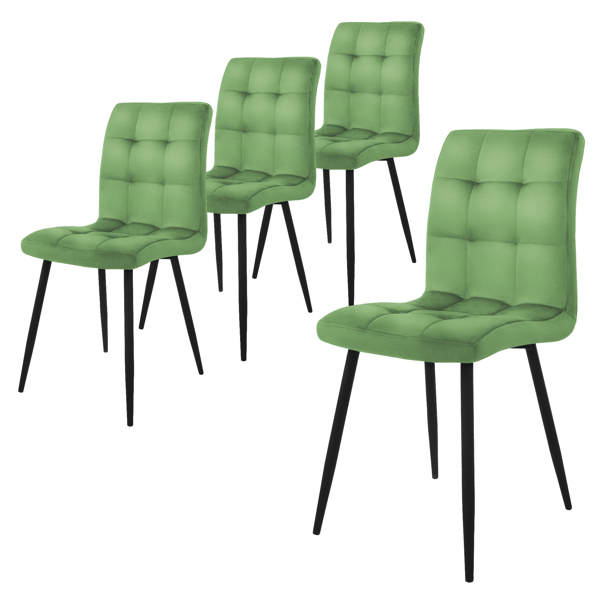 Set 4x sillas de comedor verde salvia de terciopelo diseño ergonómico