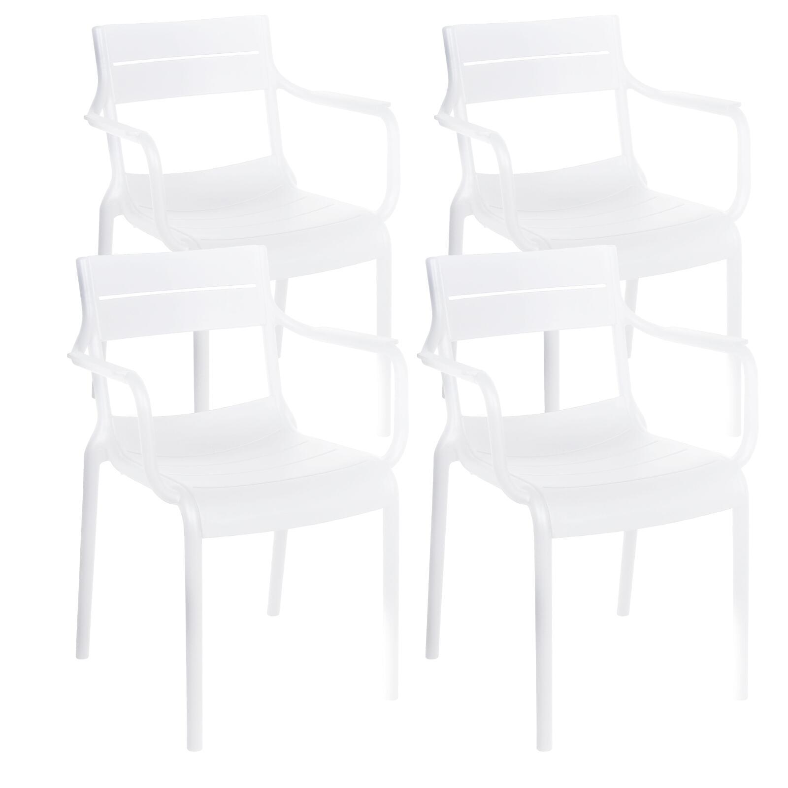 Oviala - juego de 4 sillones de jardín de plástico blanco
