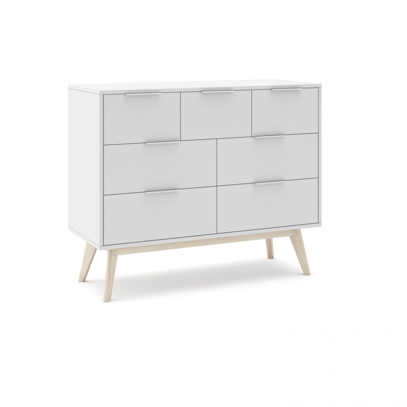 Cómoda de 5 cajones versátil y funcional 120x83 cm numa blanco - oak soft
