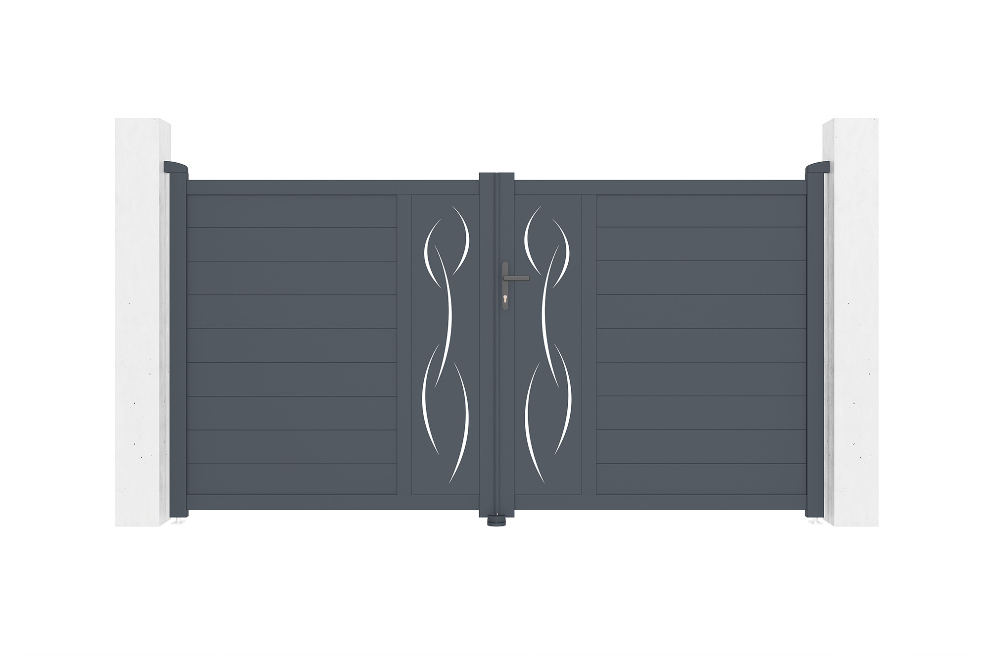 Puerta abatible 3m life al.160cm aluminio gris + 2 postes 20x20cm al.190cm