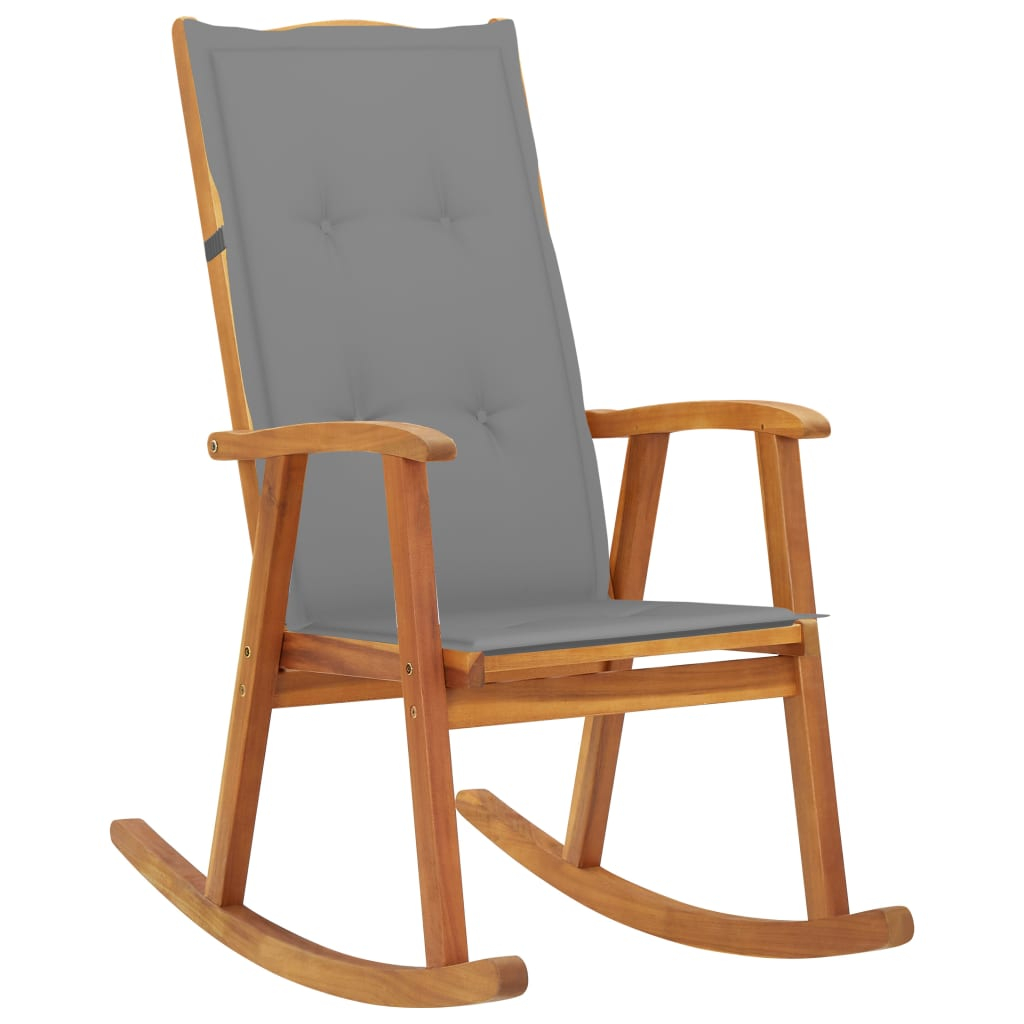 vidaXL silla mecedora con cojines madera maciza de acacia