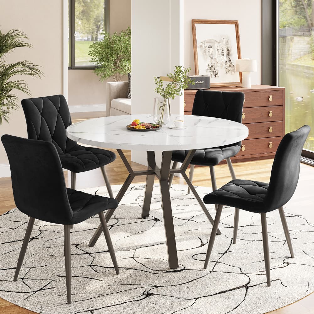 Mesa de comedor redonda mdf tablero y patas metal 75x100x100cm