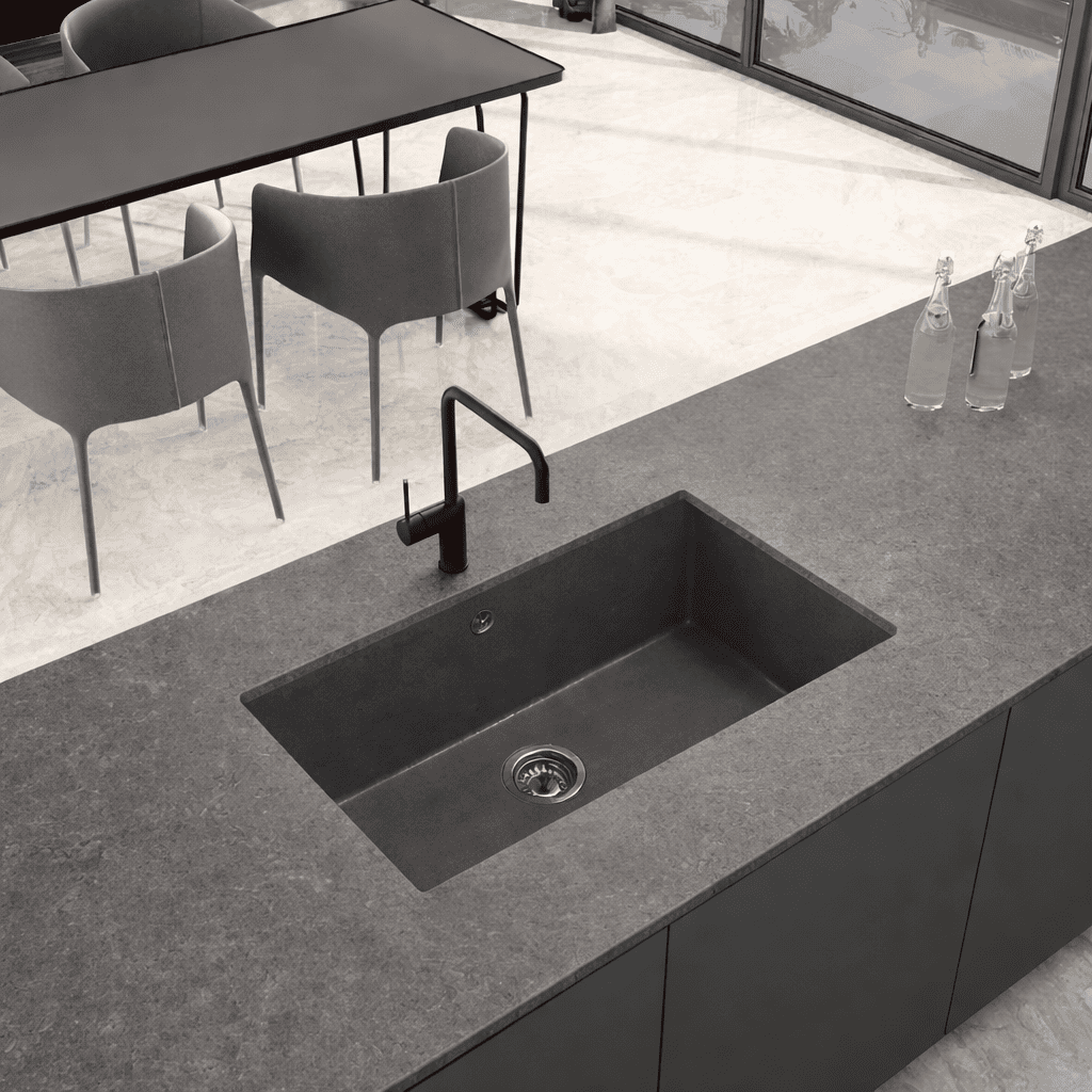 Fregadero cocina vali bajo encimera 81,5x51 cm resina gris hierro
