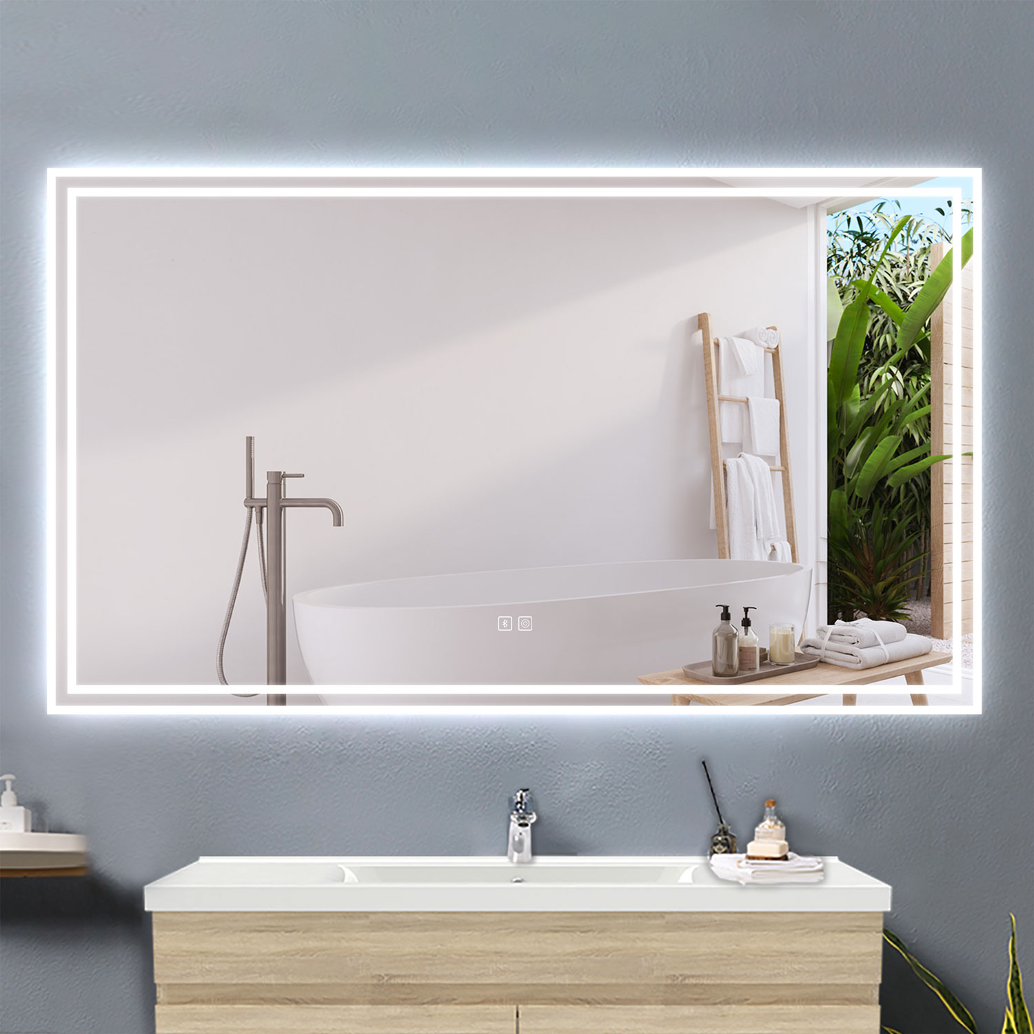 Aica espejo de baño LED 140×80cm,bluetooth,antivaho