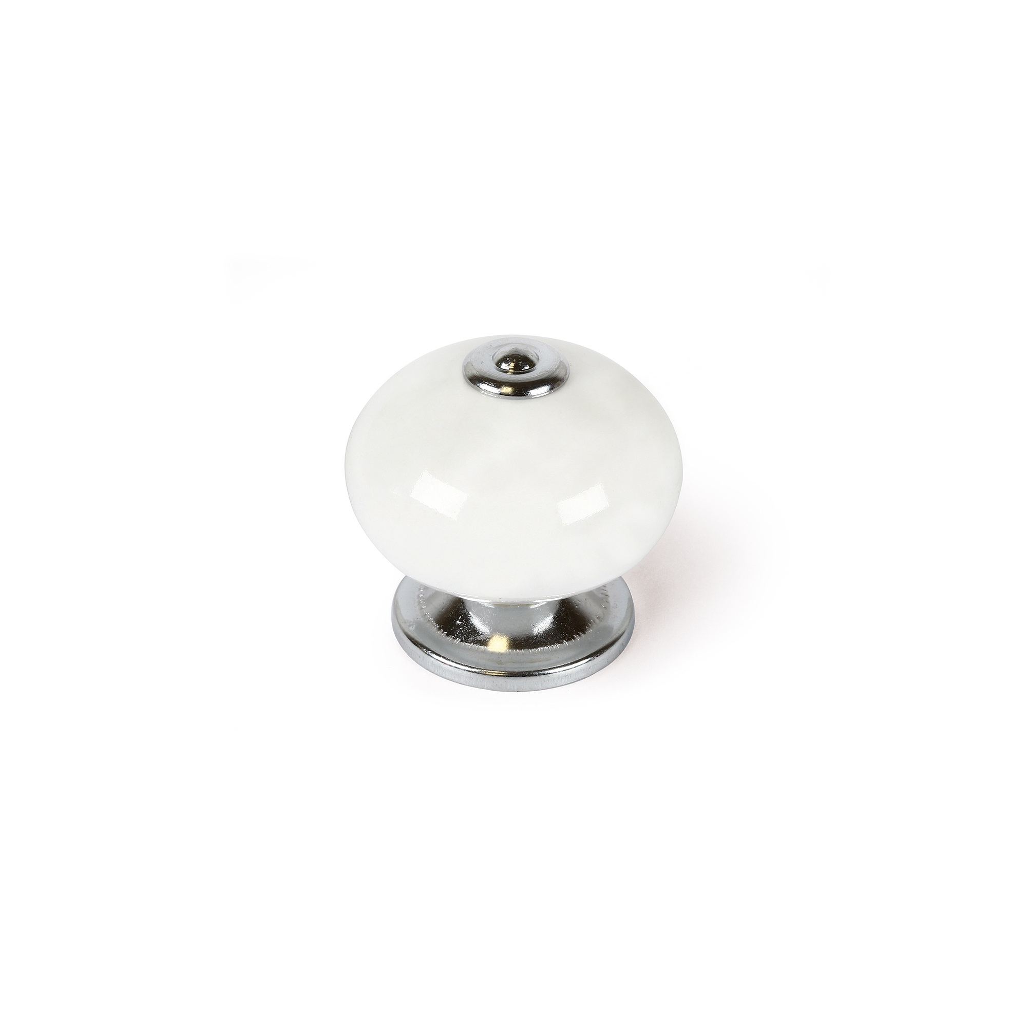 Pomo para mueble rei 5-e517.01 | 40x40x36 mm | blanco | porcelana - acero