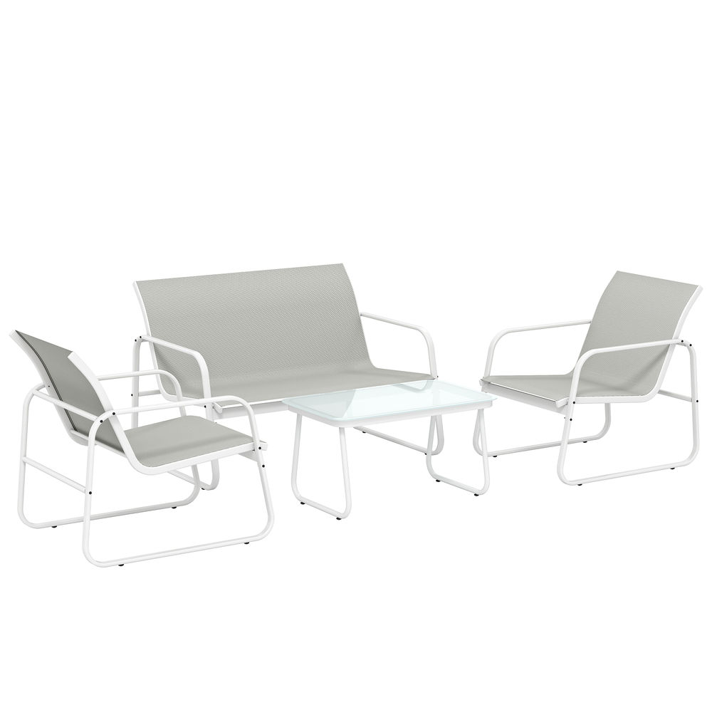 Muebles de jardín 112x73x74 cm acero, textilene color gris Outsunny
