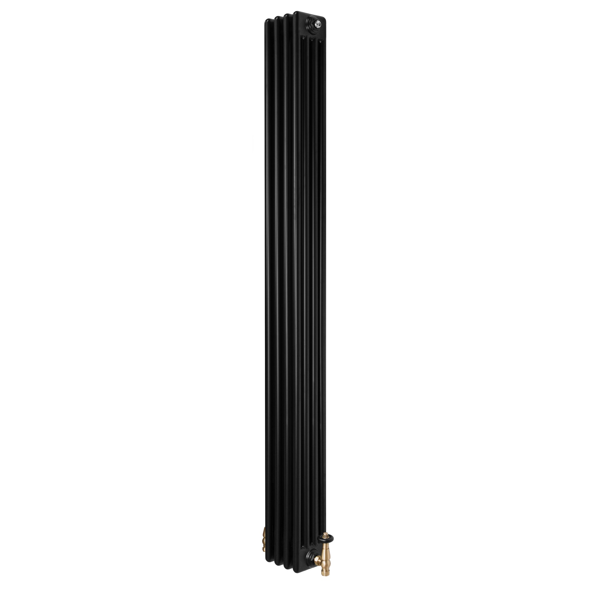 Radiador tradicional de 4 columnas y válvulas – 1800 x 200 mm – negro