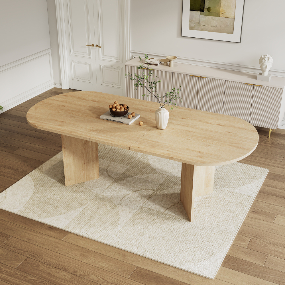 Mesa de comedor extensible para 4 a 8 personas mdf roble 160 200x90cm