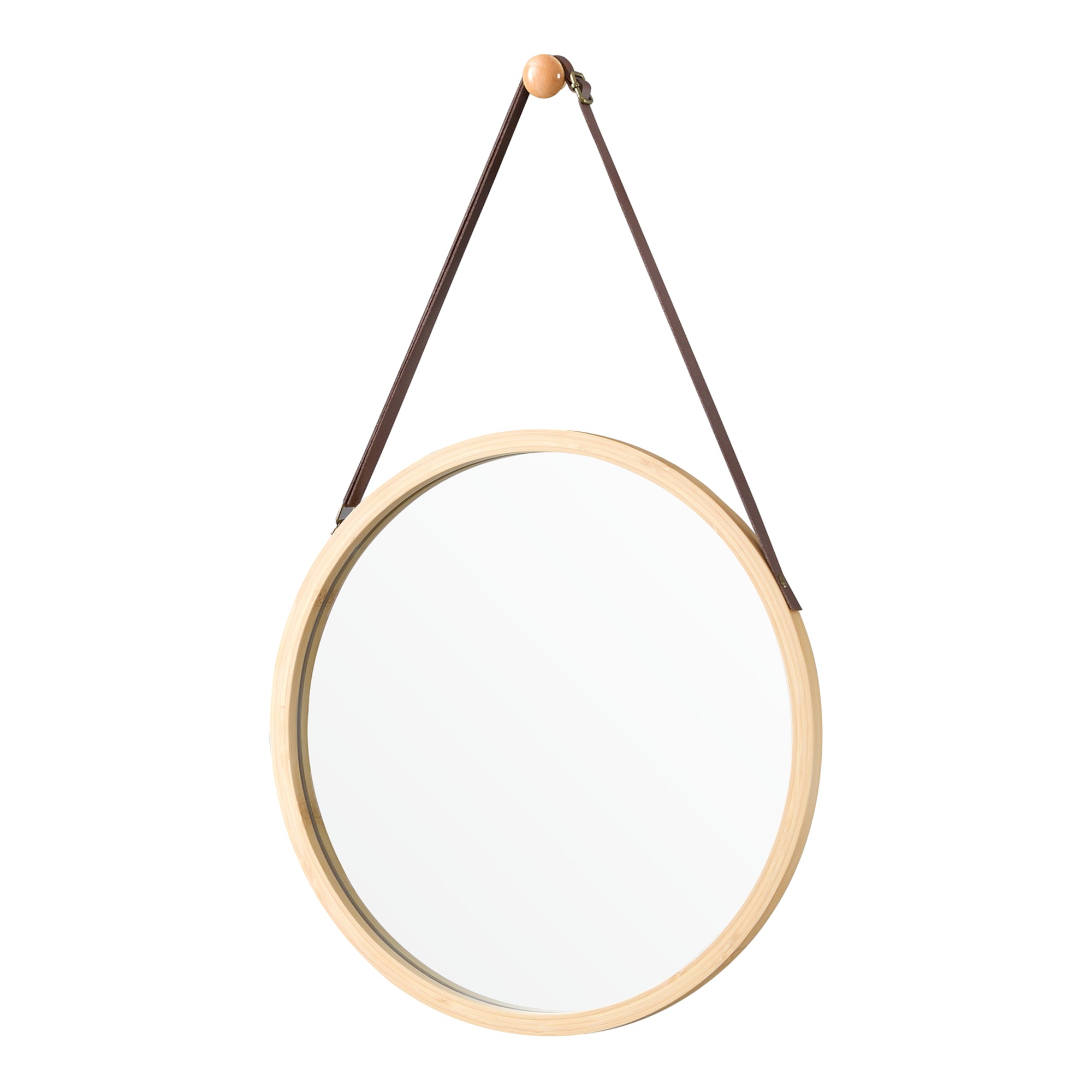 Espejo de pared con marco de bambú 35 cm