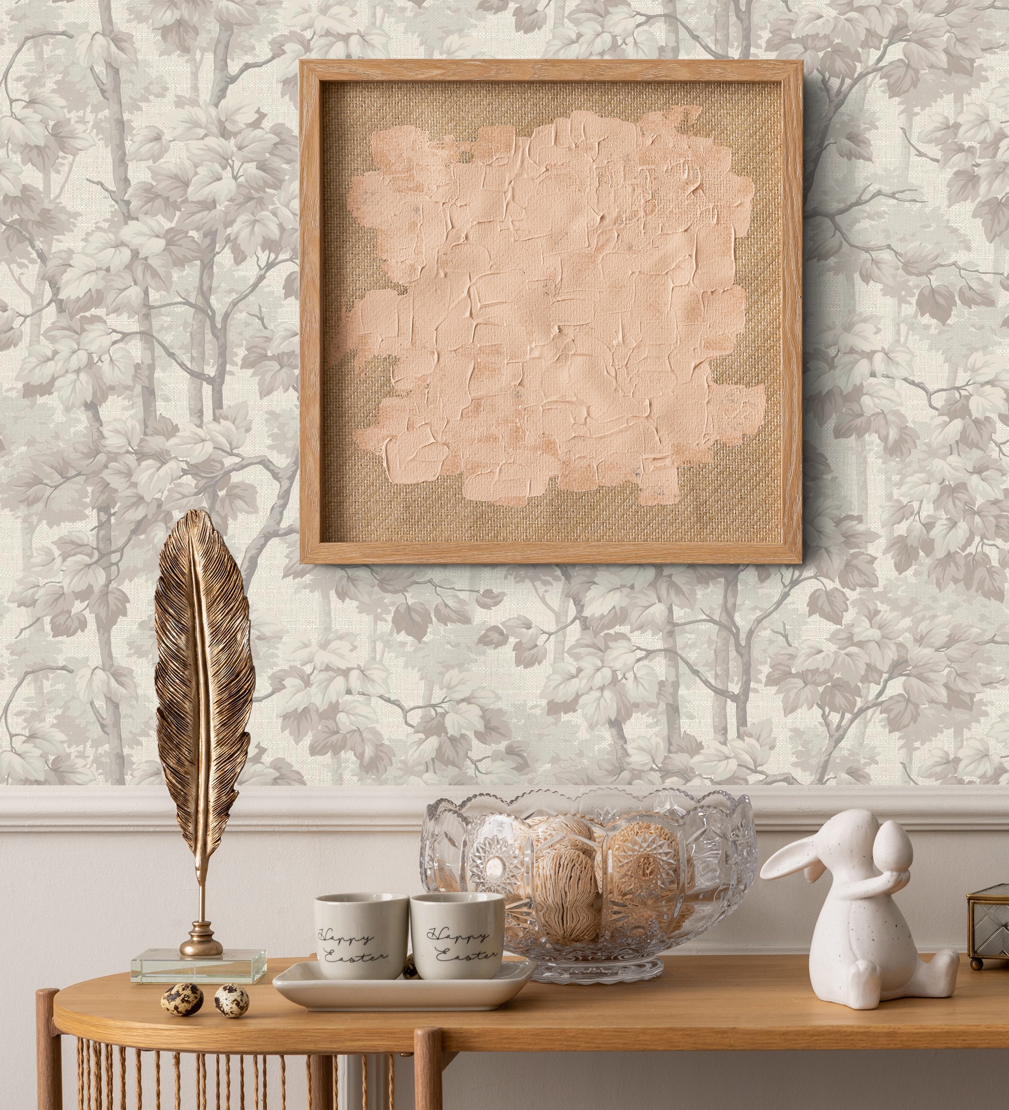 Papel pintado gaulan lavable bosque de árboles y hojas en relieve 5.33m²